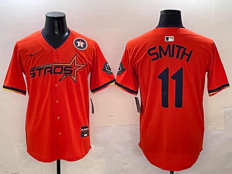 Men Houston Astros #11 Smith Orange three generations Joint Name Nike 2025 MLB Jersey style 10